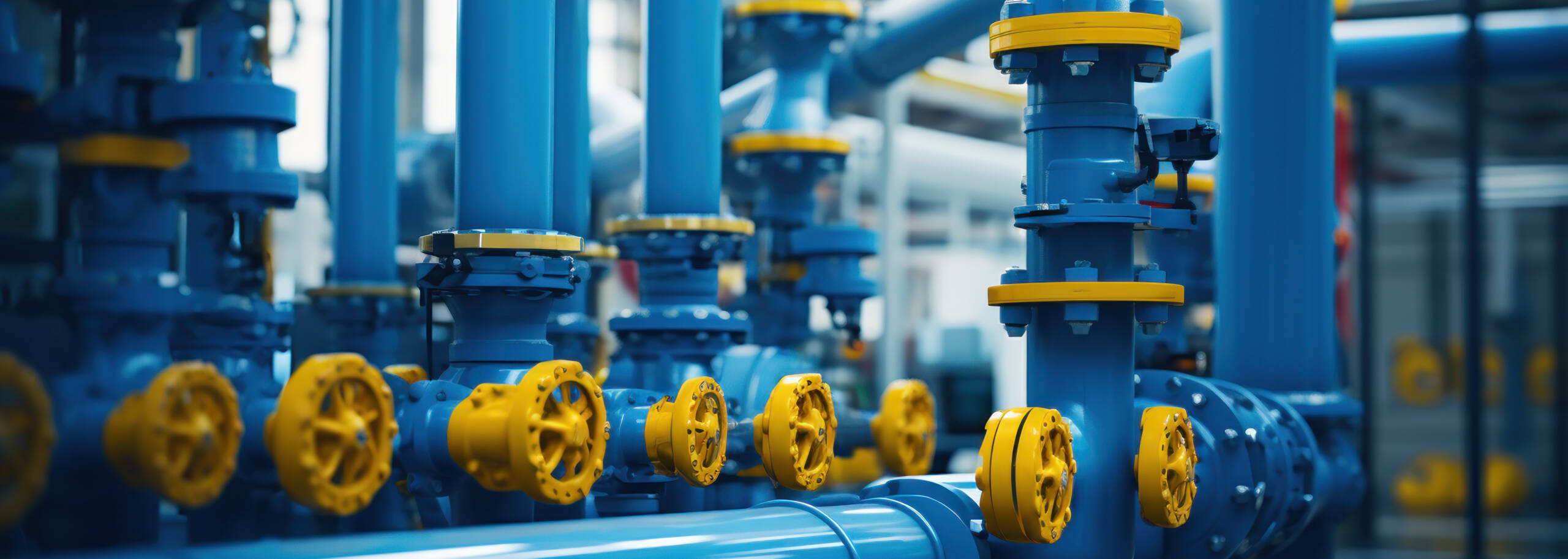 Industrial pipes and valves, complex systems.